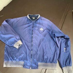 Duckster Men's Golf Windbreaker Jacket Blue XL Vintage Logo Zip Long Sleeve